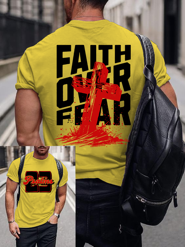 Faith Over Fear Cross Jesus God Christian Cotton T-Shirt