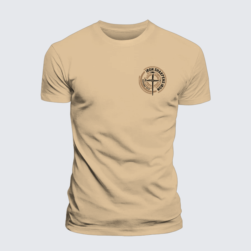 Iron Sharpens Iron - Proverbs 27:17 Jesus God Christian Premium Mercerized Cotton Tee