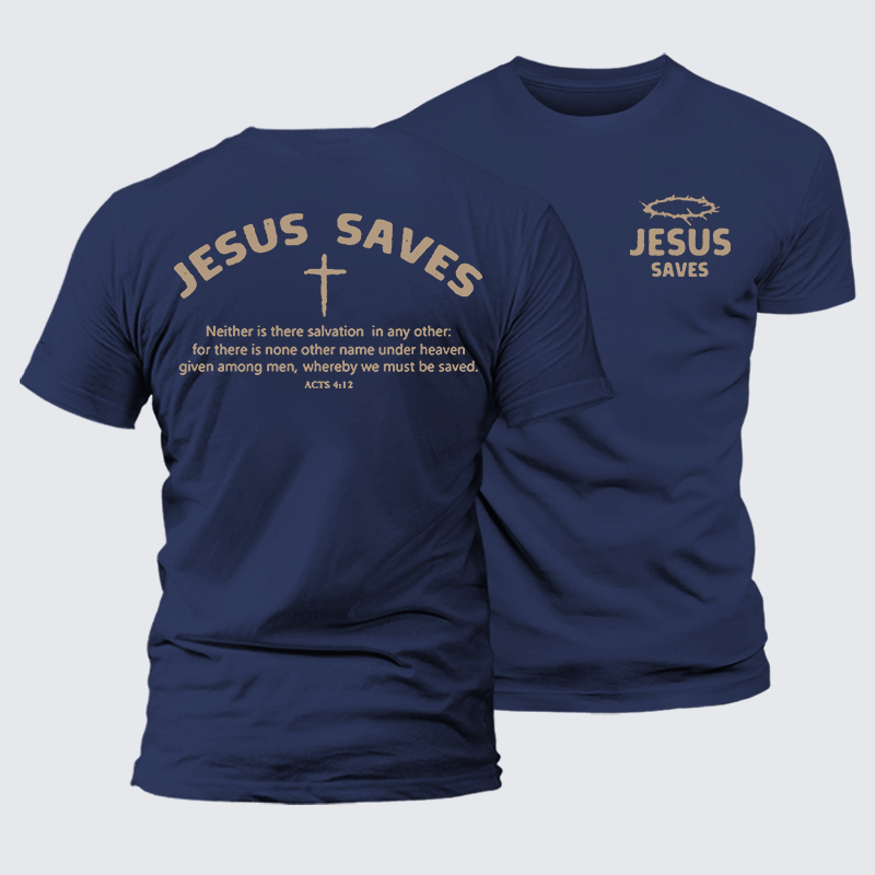 Jesus Saves Jesus God Christian Premium Mercerized Cotton Tee