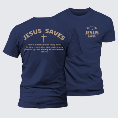 Jesus Saves Jesus God Christian Premium Mercerized Cotton Tee