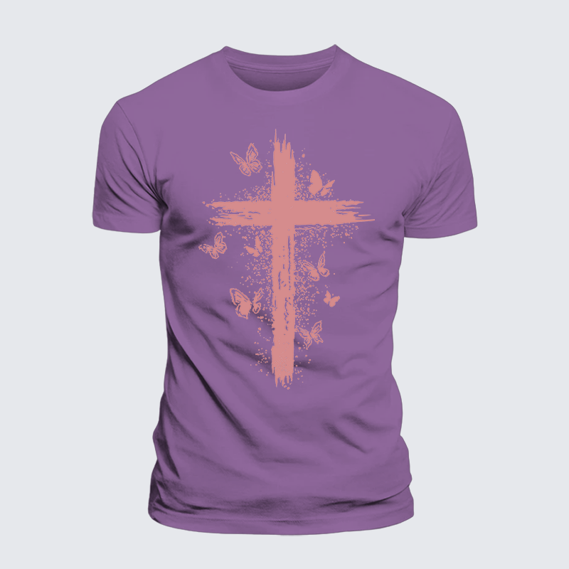 Butterfly Jesus God Christian Premium Mercerized Cotton Tee