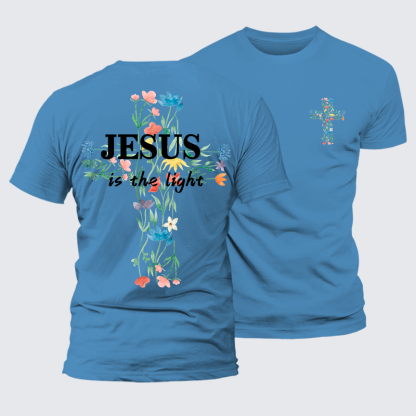 Jesus Is The Light Faith In Bloom Jesus God Christian Premium Mercerized Cotton Tee
