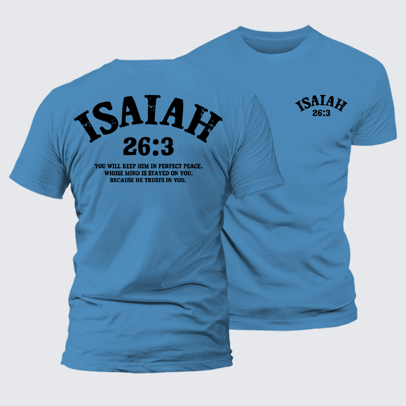 Isaiah 26:3 Perfect Peace Jesus God Christian Premium Mercerized Cotton Tee