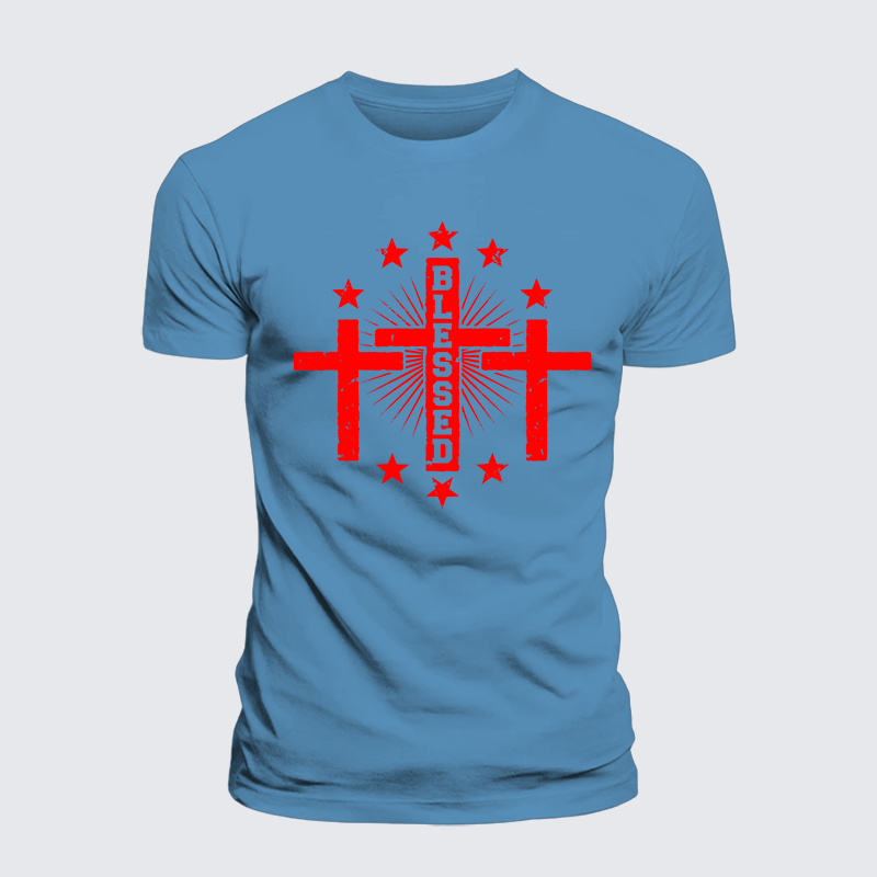 Blessed Cross Jesus God Christian Premium Mercerized Cotton Tee
