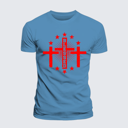 Blessed Cross Jesus God Christian Premium Mercerized Cotton Tee