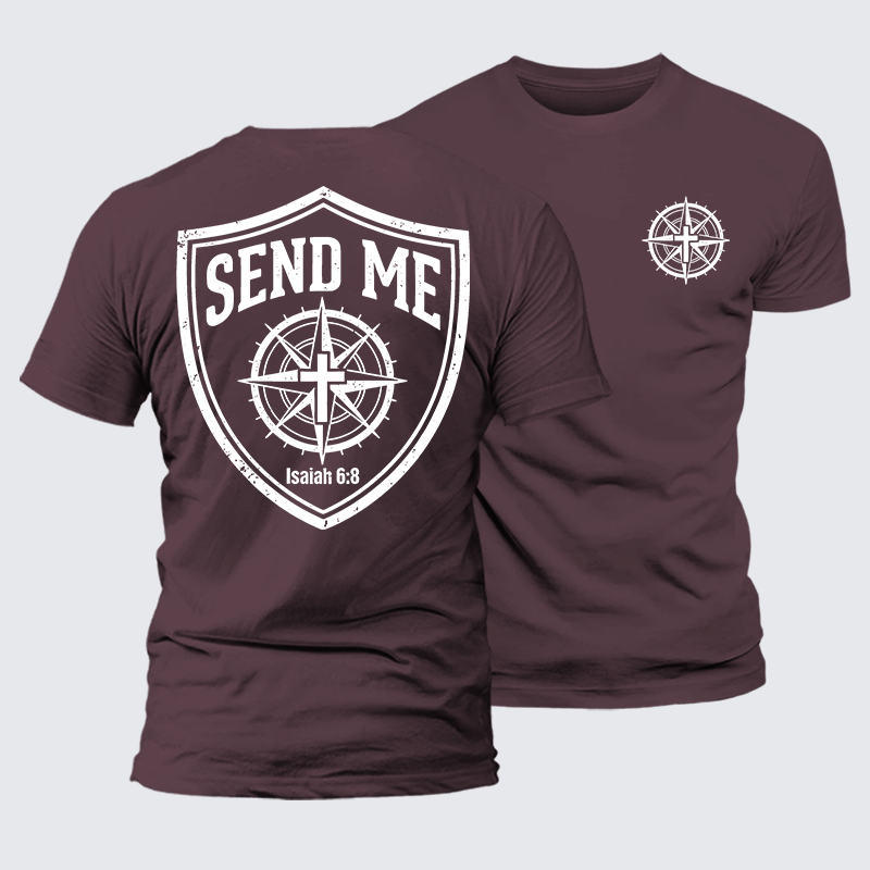 Isaiah 6:8 - SEND ME Jesus God Christian Premium Mercerized Cotton Tee