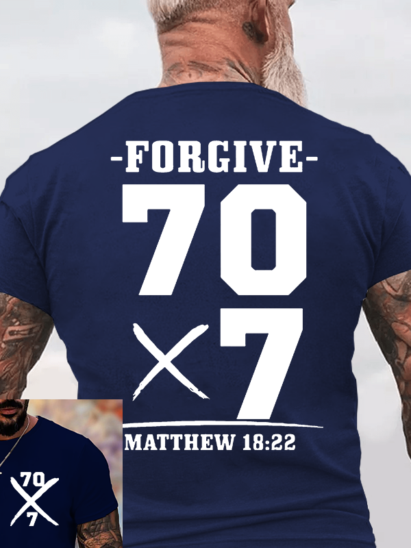 Forgive 70 times 7  Jesus God Christian Cotton T-Shirt