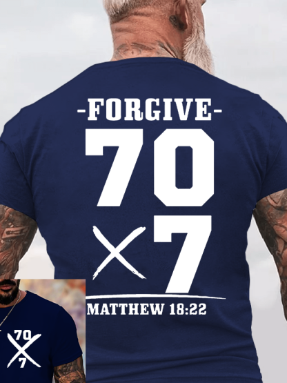 Forgive 70 times 7  Jesus God Christian Cotton T-Shirt