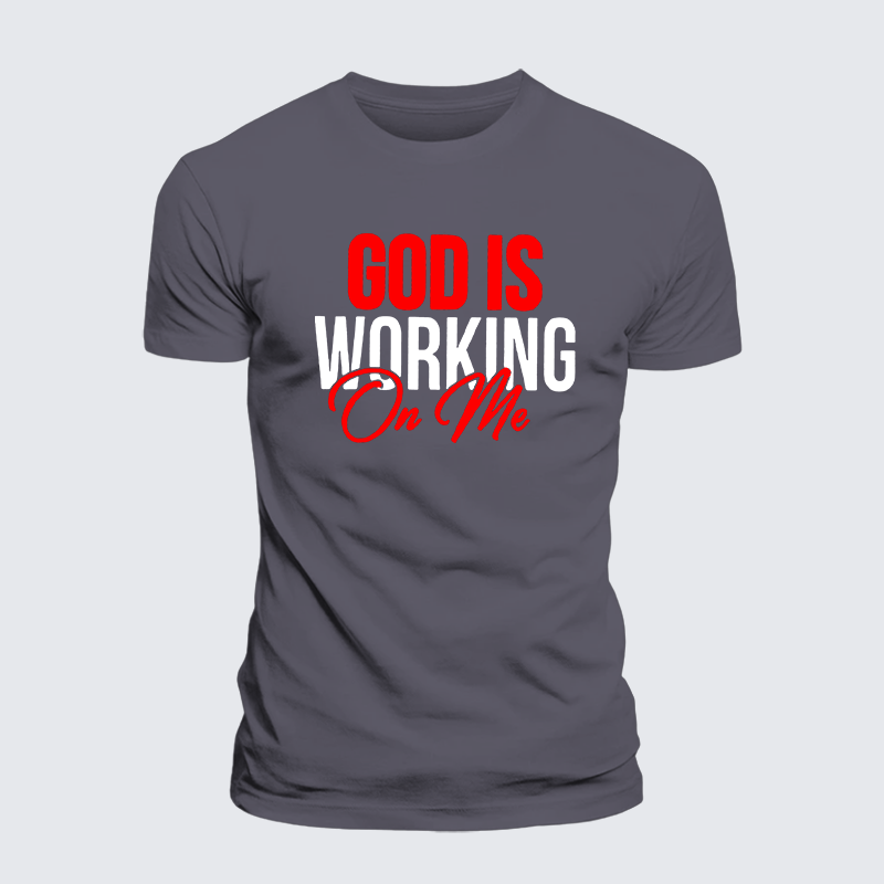 God Is Working On Me Jesus God Christian Premium Mercerized Cotton Tee