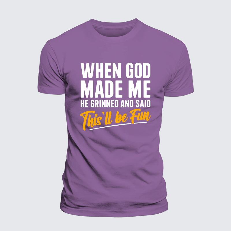 When God Made Me Jesus God Christian Premium Mercerized Cotton Tee