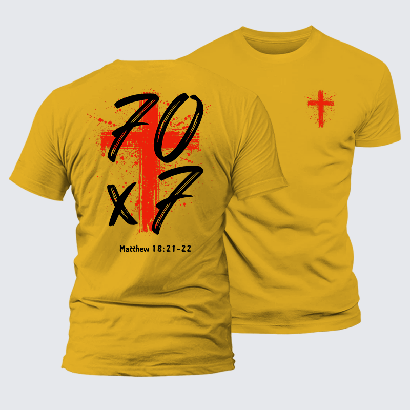 Matthew 18:21-22 Jesus God Christian Premium Mercerized Cotton Tee