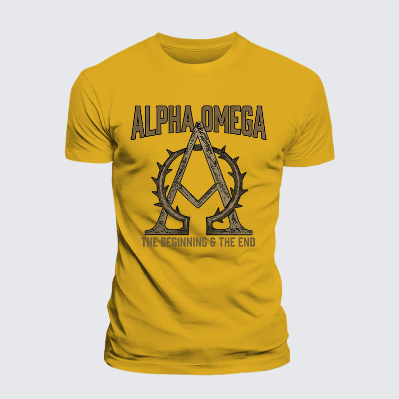 Alpha and Omega Jesus God Christian Premium Mercerized Cotton Tee