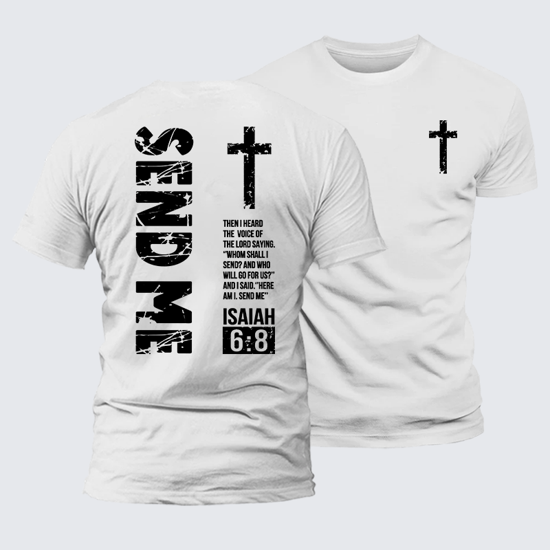 Send Me Isaiah 6:8 Christian Premium Mercerized Cotton Tee