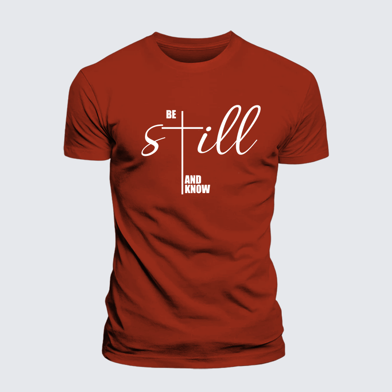 Be Still And Know Cross Jesus God Christian Premium Mercerized Cotton Tee