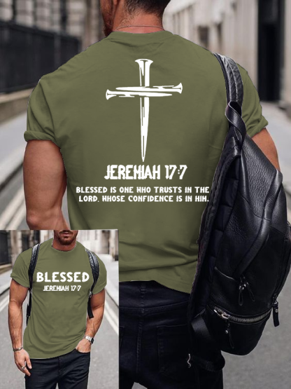 Blessed Is One Who Trusts In The Lord Jesus God Christian Cotton T-Shirt