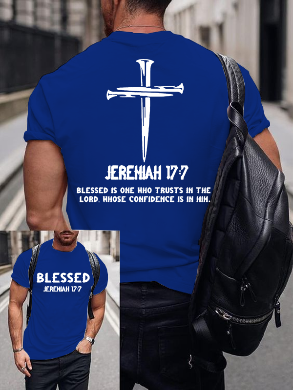 Blessed Is One Who Trusts In The Lord Jesus God Christian Cotton T-Shirt