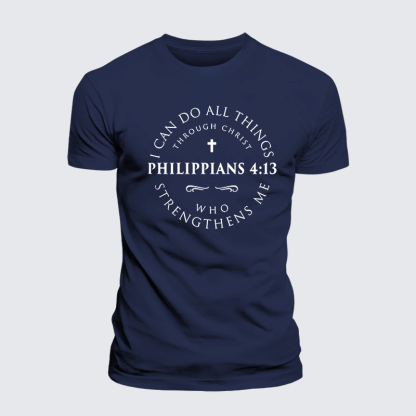 Philippians 4:13 Jesus God Christian Premium Mercerized Cotton Tee