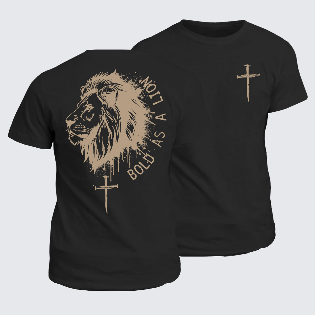 Bold as a Lion Jesus God Christian Cotton T-Shirt