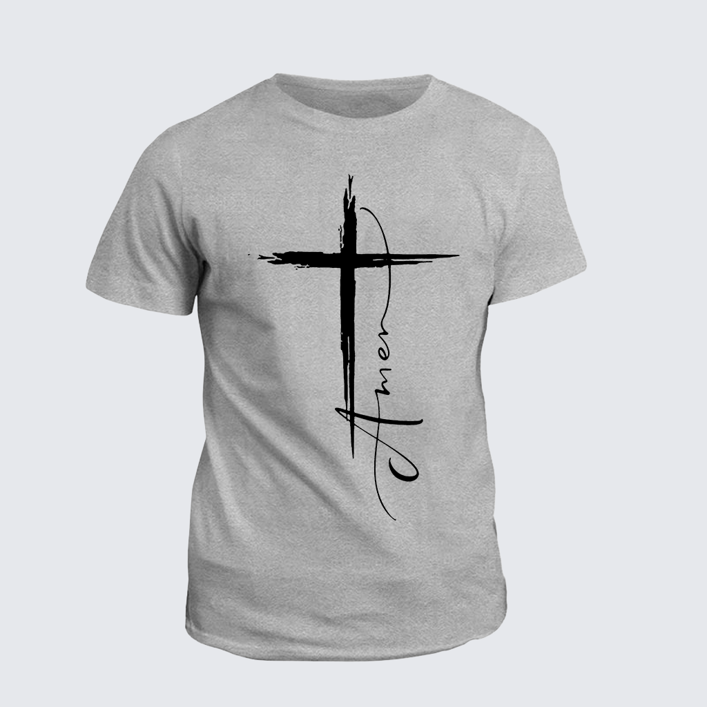 Amen Cross Jesus God Christian Cotton T-Shirt