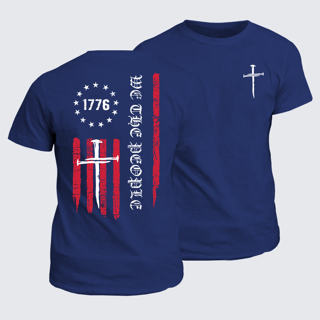 We The People  Flag Cross Jesus God Christian Cotton T-Shirt