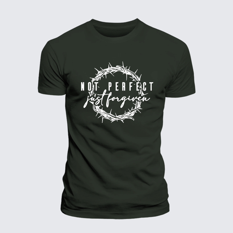 Not Perfect Just Forgiven Jesus God Christian Premium Mercerized Cotton Tee