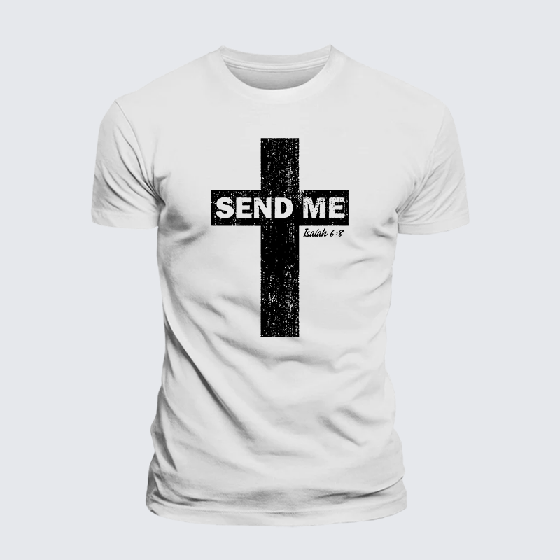 Send Me Isaiah 6:8 Jesus God Christian Premium Mercerized Cotton Tee