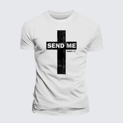 Send Me Isaiah 6:8 Jesus God Christian Premium Mercerized Cotton Tee
