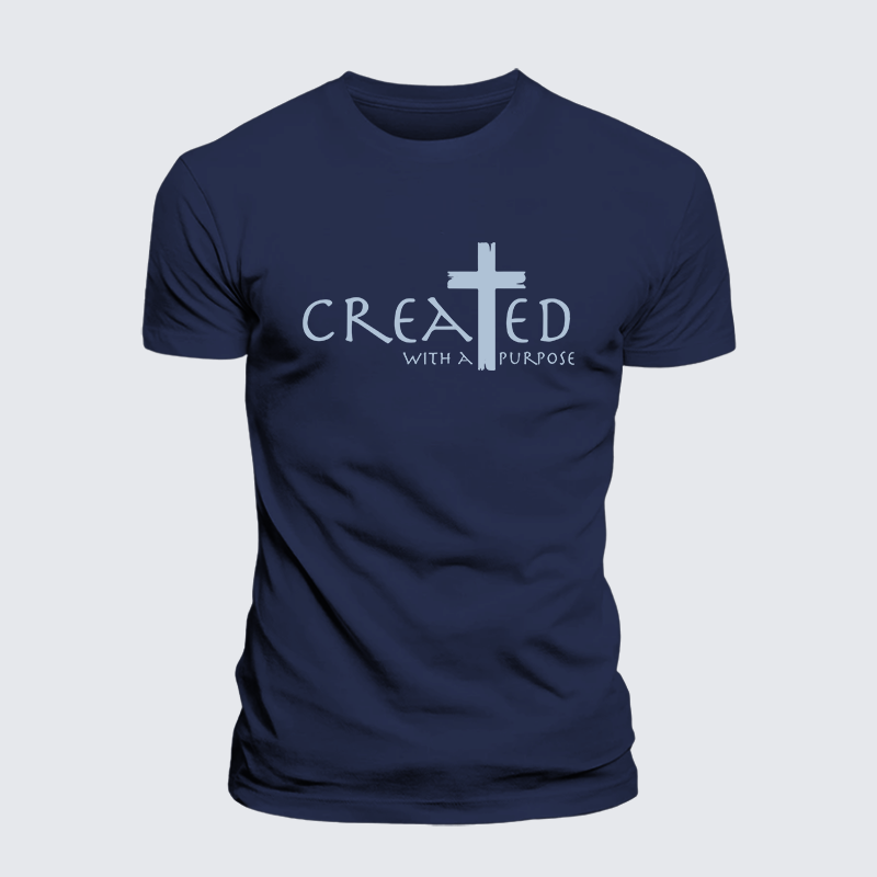 Created with a Purpose Jesus God Christian Premium Mercerized Cotton Tee