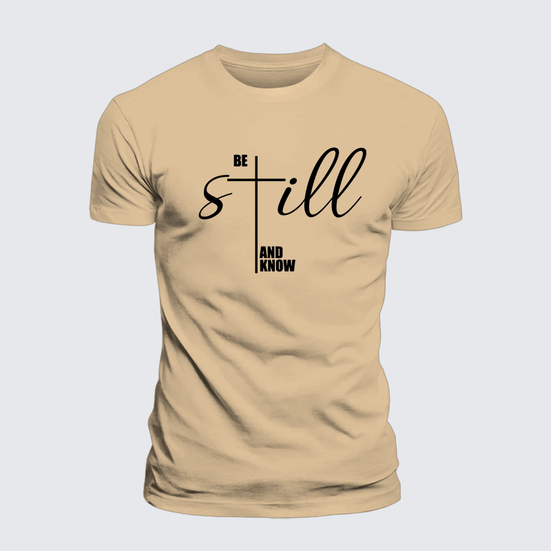 Be Still And Know Cross Jesus God Christian Premium Mercerized Cotton Tee