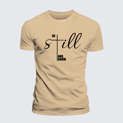 Be Still And Know Cross Jesus God Christian Premium Mercerized Cotton Tee