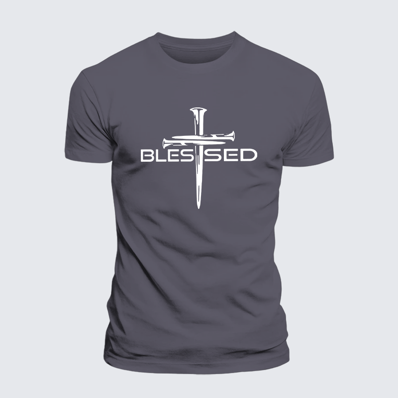 Cross Blessed Jesus God Christian Premium Mercerized Cotton Tee