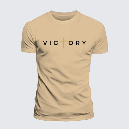 Victory Cross Jesus God Christian Premium Mercerized Cotton Tee