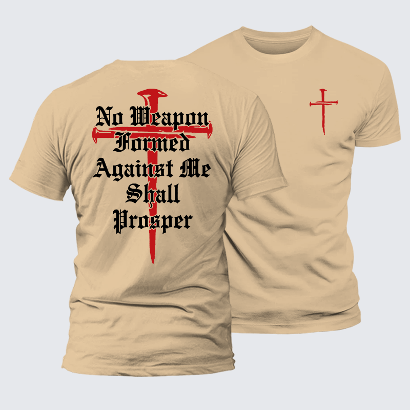 No Weapon Formed Against Me Shall Prosper Jesus God Christian Premium Mercerized Cotton Tee