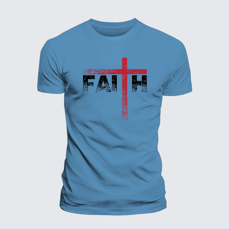 Faith Cross Jesus God Christian Premium Mercerized Cotton Tee
