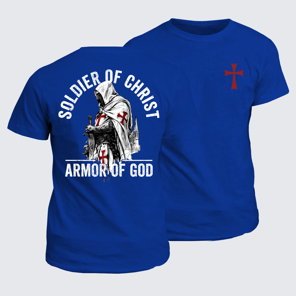 Soldier of Christ Armor Of God Crusader Spirit Jesus God Christian Cotton T-Shirt