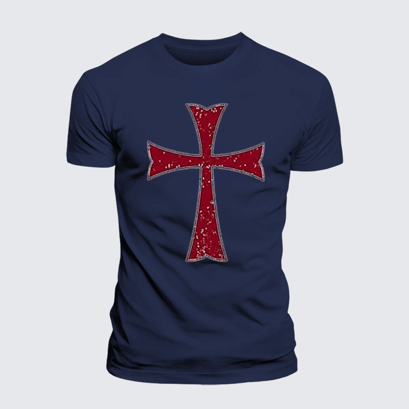 Knights Templar Crusader Cross Jesus God Christian Premium Mercerized Cotton Tee