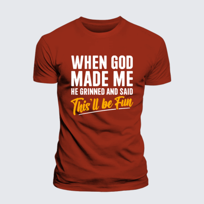 When God Made Me Jesus God Christian Premium Mercerized Cotton Tee