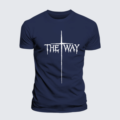 The Way Cross Faith Jesus God Christian Premium Mercerized Cotton Tee