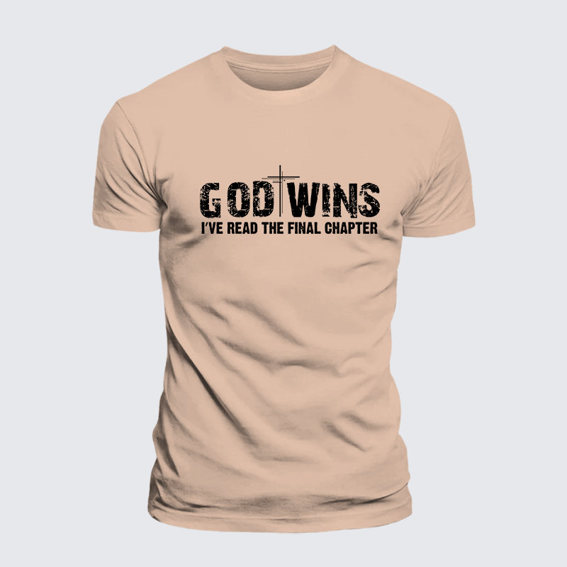 God Wins I've Read the Final Chapter Jesus God Christian Premium Mercerized Cotton Tee