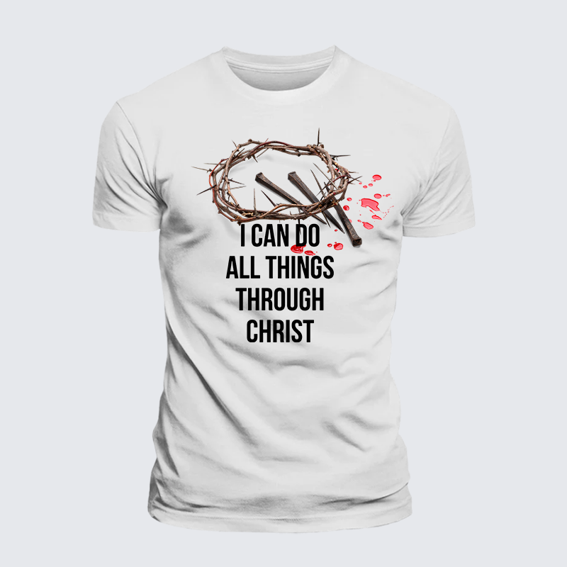I Can Do All Things Through Christ Jesus God Christian Premium Mercerized Cotton Tee