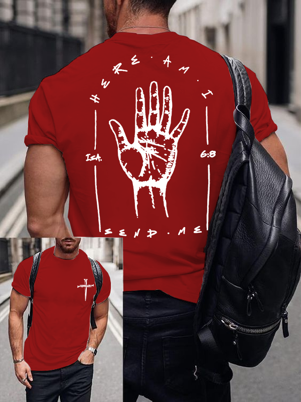 Here I Am Send Me - Bible Verse Isaiah 6:8 Jesus God Christian Cotton T-Shirt