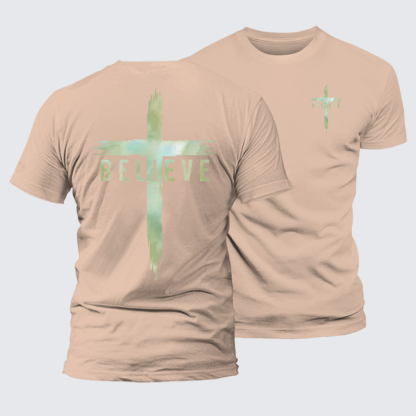 Believe Jesus God Christian Premium Mercerized Cotton Tee