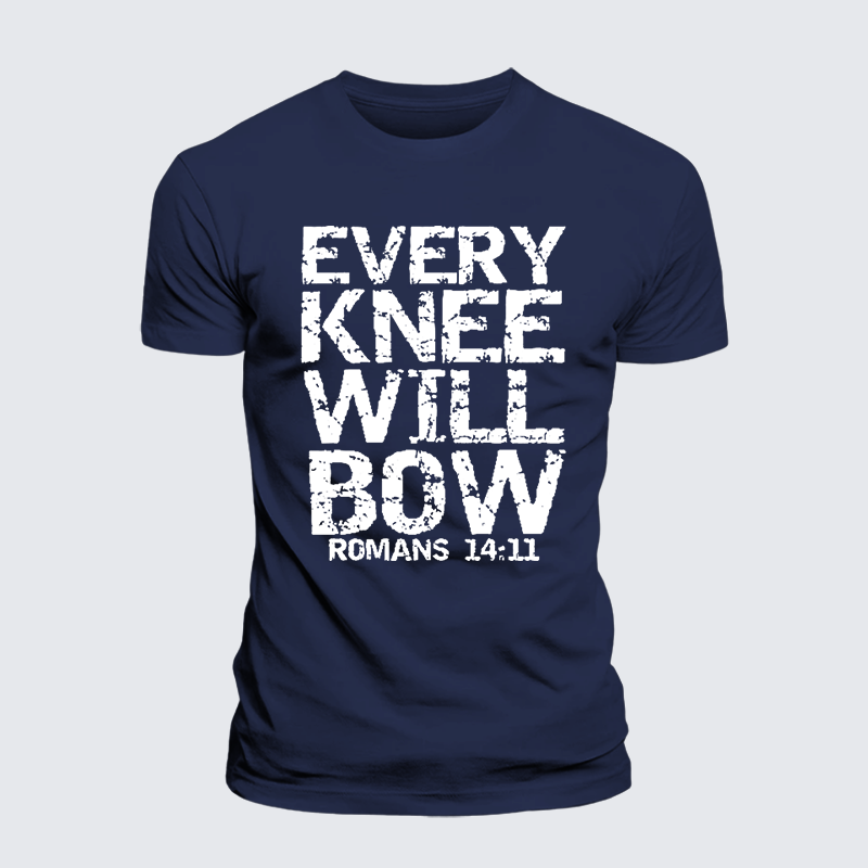 Bold Christian Bible Verse Quote for Men Every Knee Will Bow Jesus God Christian Premium Mercerized Cotton Tee