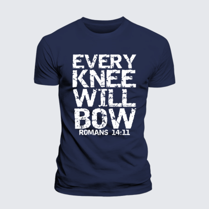 Bold Christian Bible Verse Quote for Men Every Knee Will Bow Jesus God Christian Premium Mercerized Cotton Tee