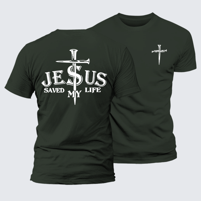 Jesus Saved My Life Jesus God Christian Premium Mercerized Cotton Tee