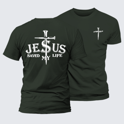 Jesus Saved My Life Jesus God Christian Premium Mercerized Cotton Tee