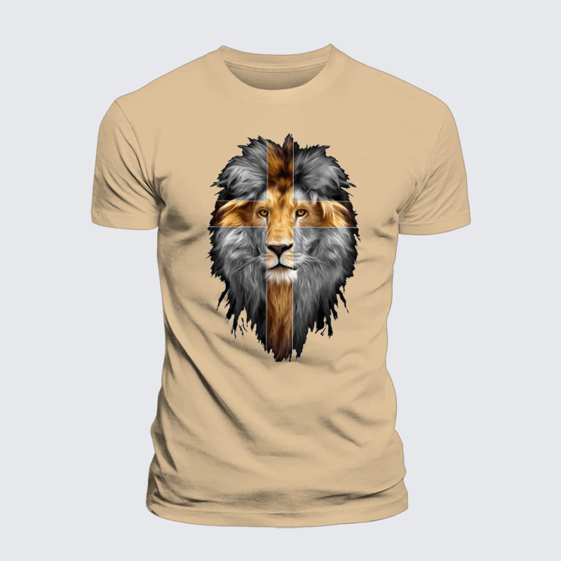 Jesus Lion of Judah Jesus God Christian Premium Mercerized Cotton Tee