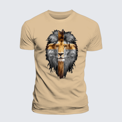 Jesus Lion of Judah Jesus God Christian Premium Mercerized Cotton Tee