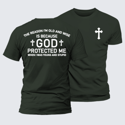 God Protected Me Jesus God Christian Premium Mercerized Cotton Tee