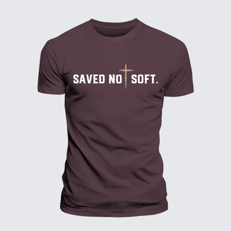 Saved Not Soft Jesus God Christian Premium Mercerized Cotton Tee